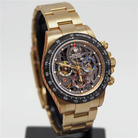 rolex skeleton gold automatic|rolex daytona skeleton watch.